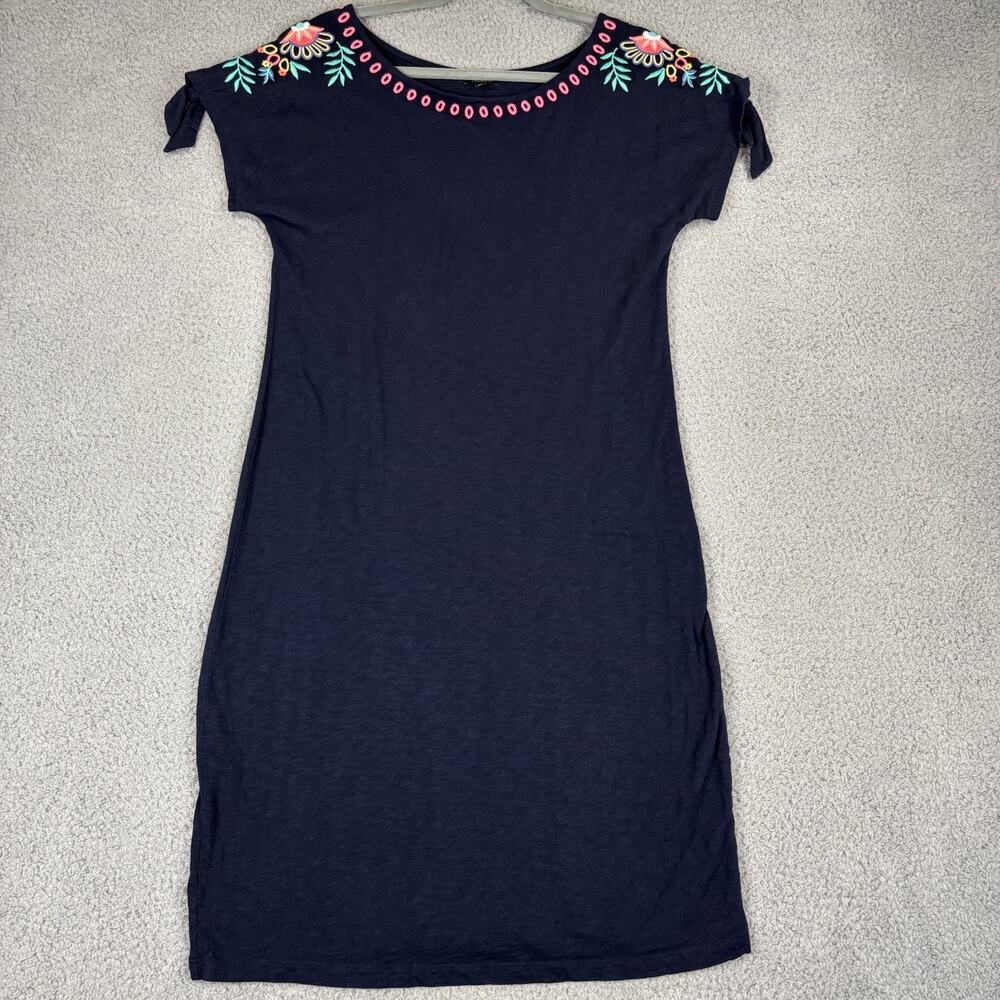 Talbot Embroidered Shift Dress Nantucket Slub Sz M Coastal Natural Cotton 2022 - Picture 2 of 11